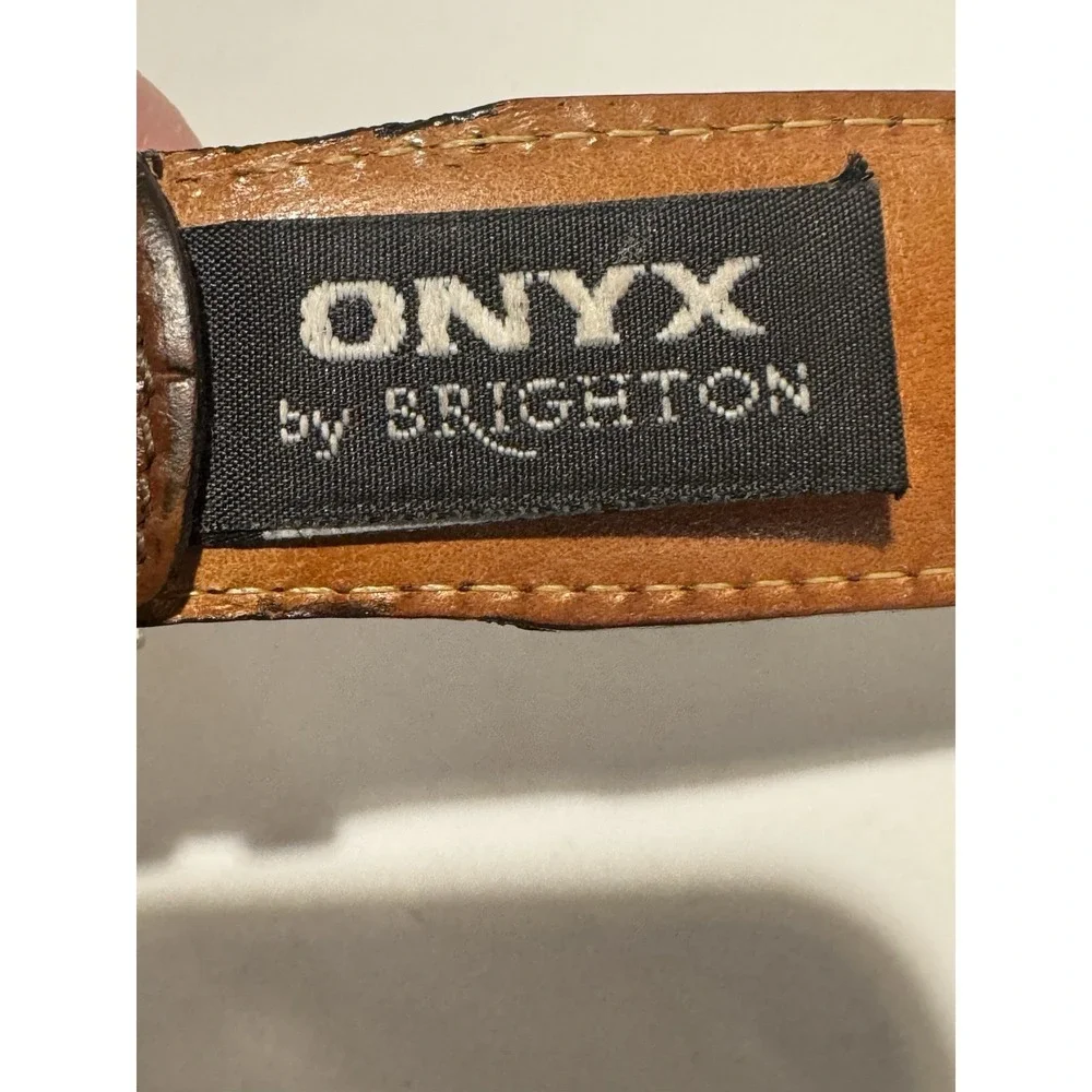 Onyx By Brighton Western Belt Men's 42 Brown Alligator Print Leather Buckle